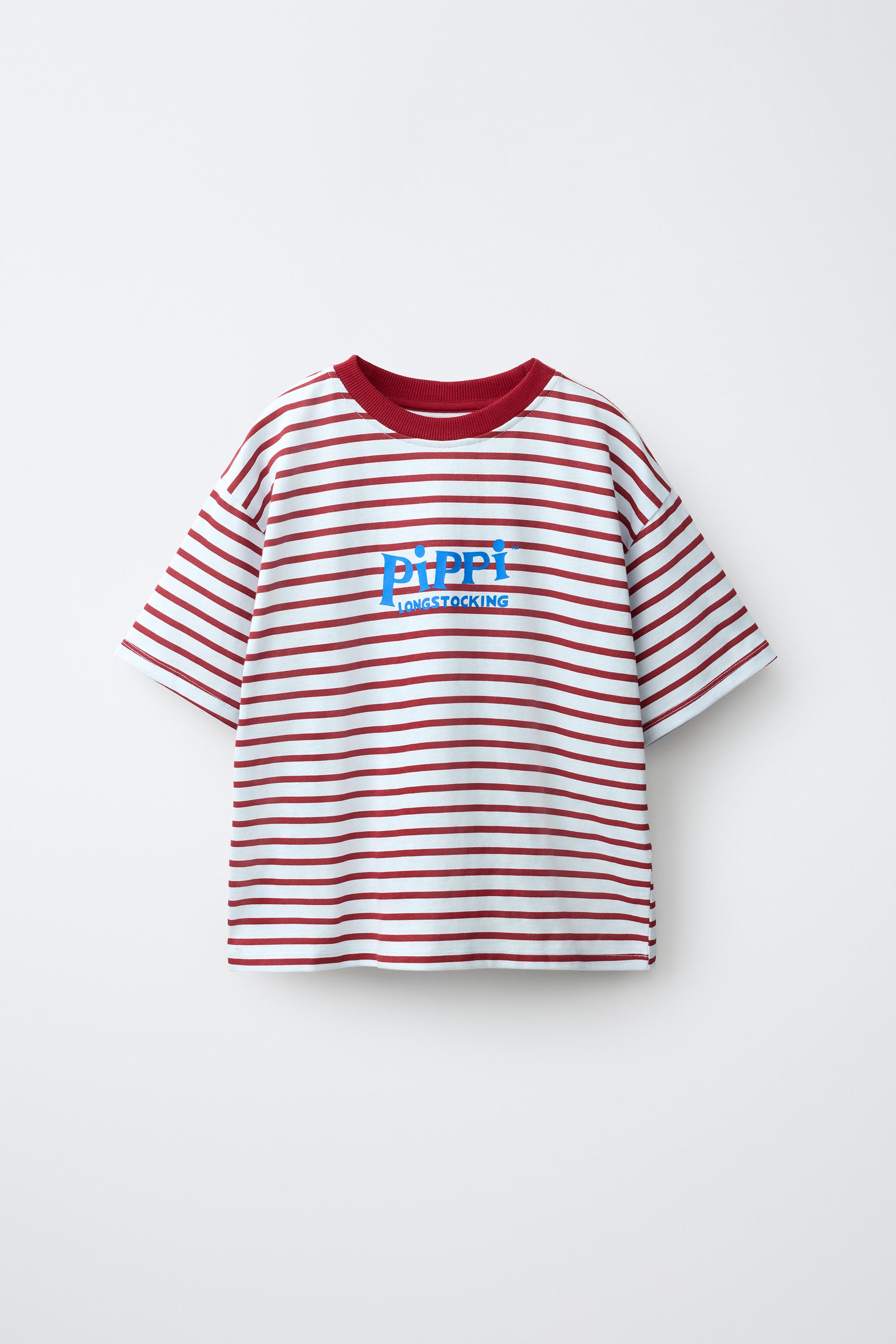 Детские футболки Zara PIPPI LONGSTOCKING STRIPE PRINT T-SHIRT — фото 2