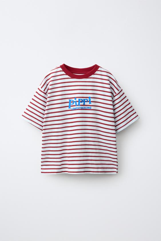 CAMISETA ESTAMPADO RAYAS PIPPI CALZASLARGAS © ASTRID LINDGREN COMPANY - Azul de Zara - Imagen 0