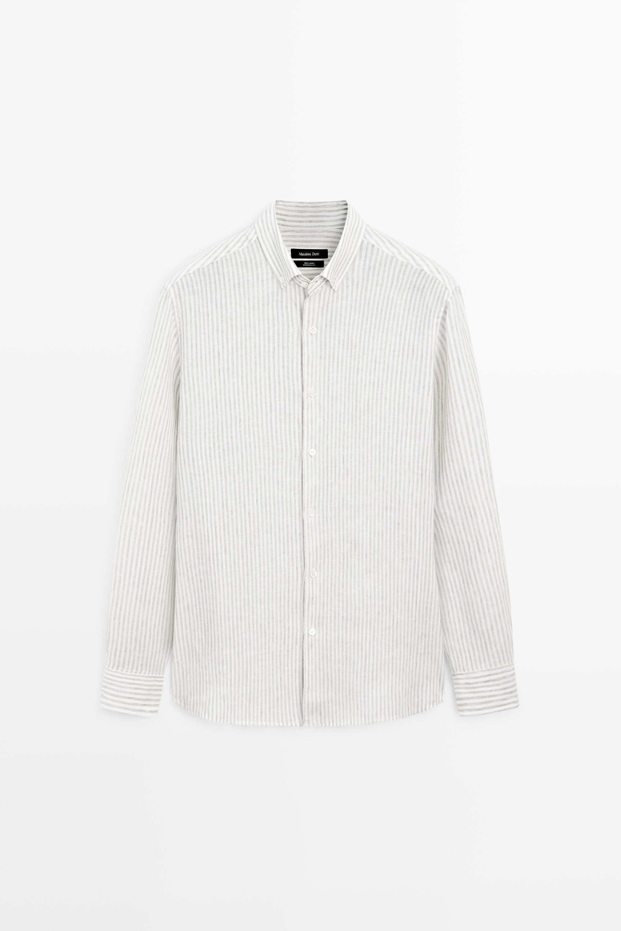 Chemise slim milleraies 100 % lin