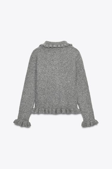GILET EN MAILLE À VOLANTS - Gris de Zara - Image 4