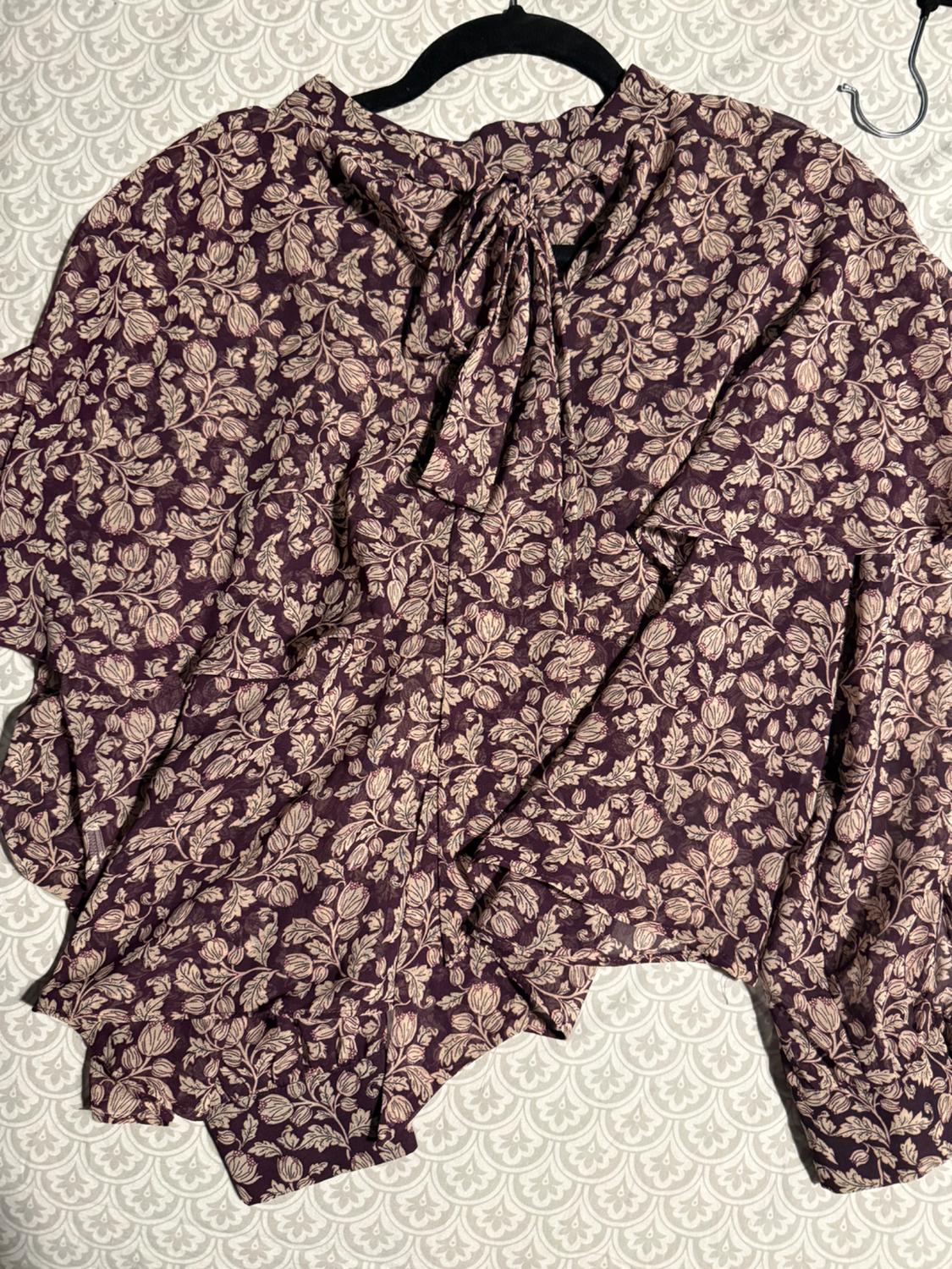 PRINTED BLOUSE WITH BOW - Image 4