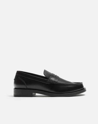 LEATHER PENNY STRAP LOAFERS - Black by Zara