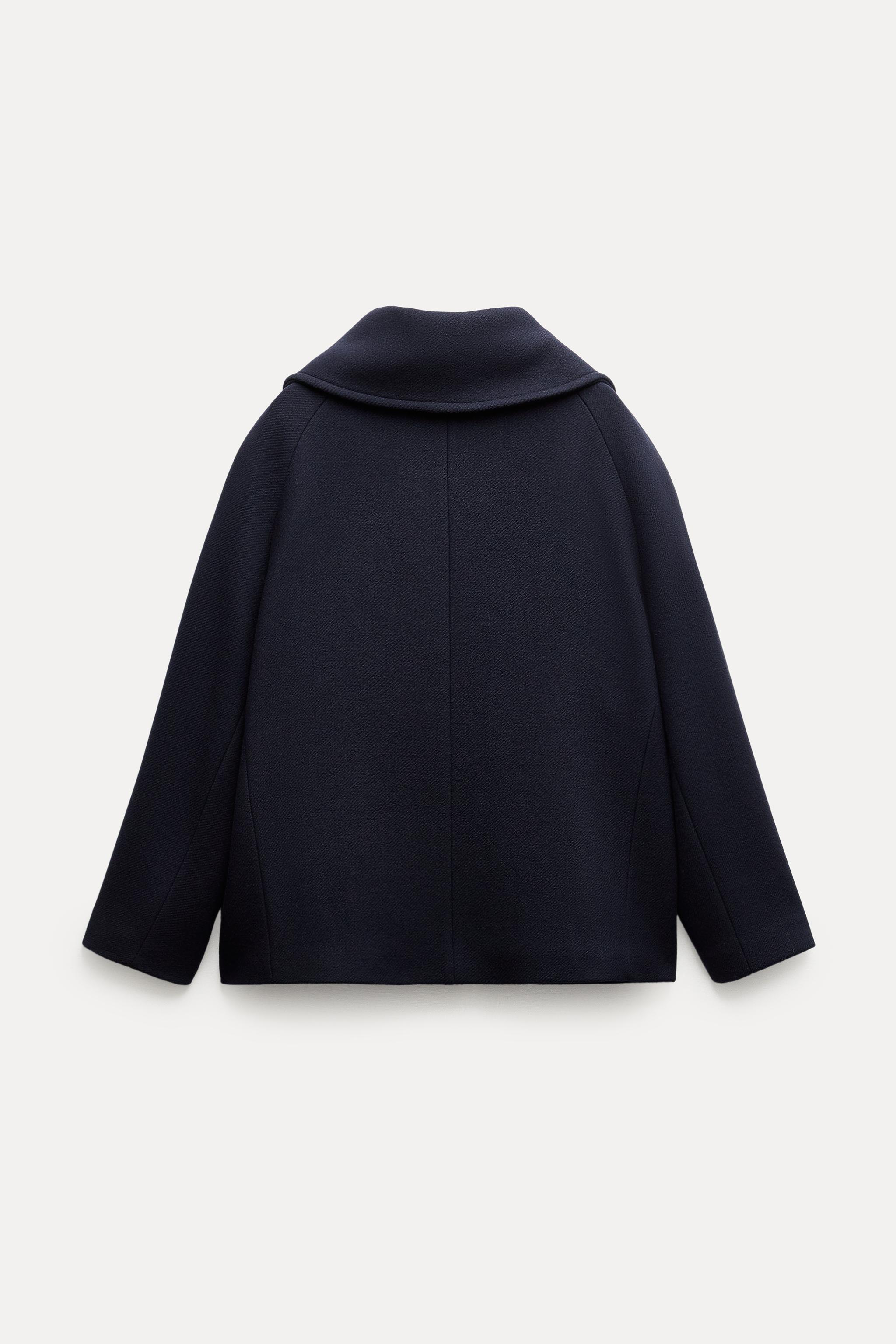 WOOL BLEND SHORT COAT ZW COLLECTION - Navy blue | ZARA United States