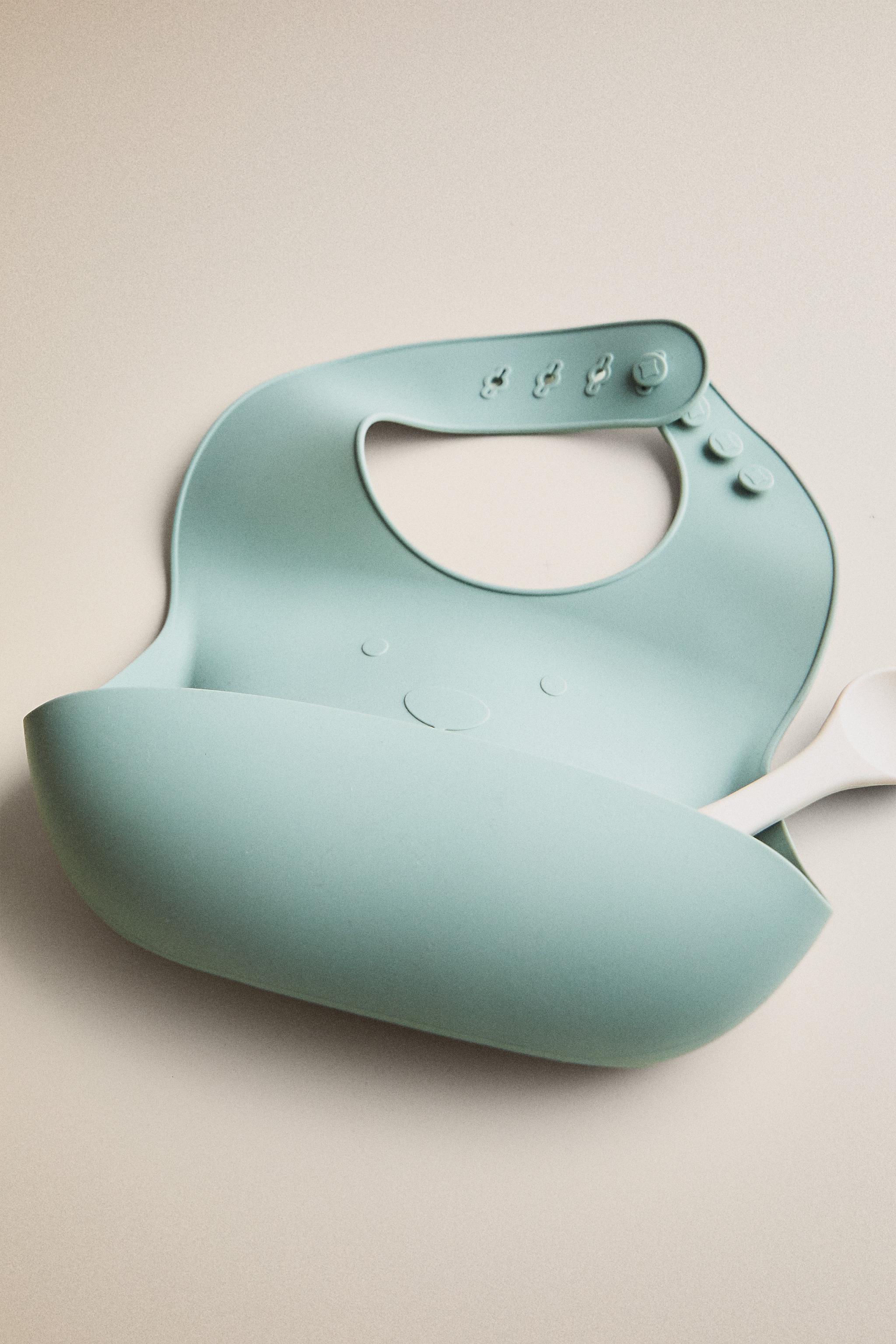 KIDS' SILICONE BEAR BIB — Blue