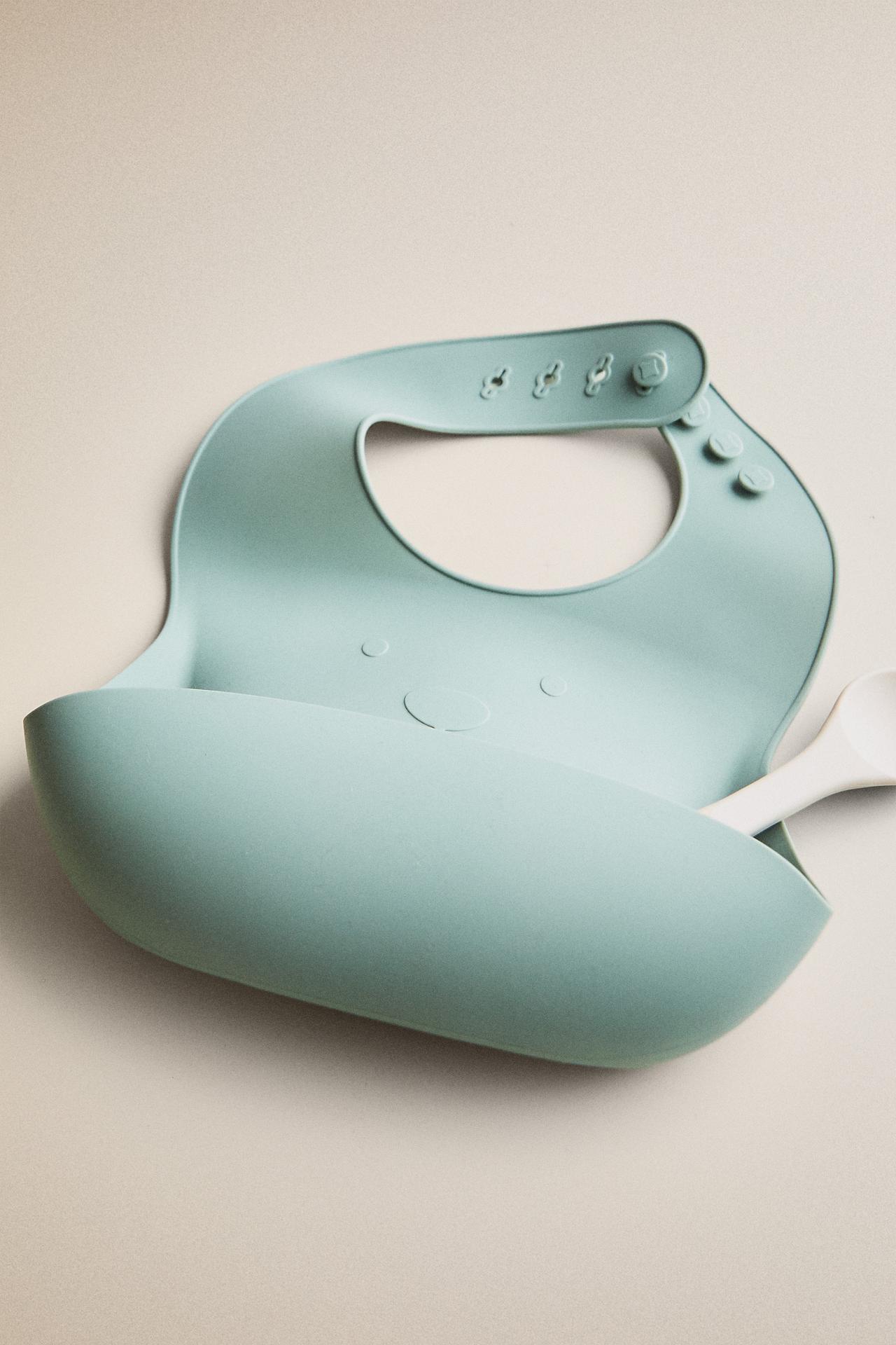 KIDS' SILICONE BEAR BIB — Blue