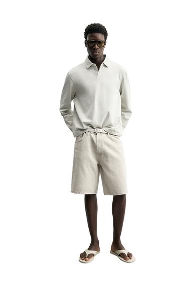 REGULAR FIT DENIM-BERMUDASHORTS - sand fra Zara
