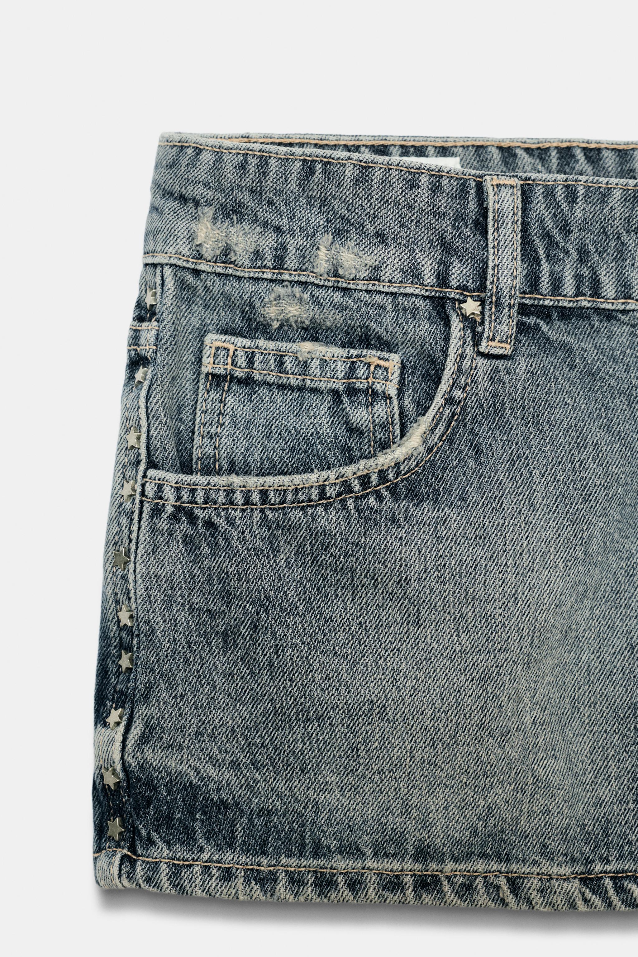 MINI SHORT EN JEAN TRF À CLOUS