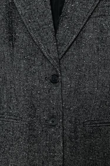 BLAZER PÉPLUM AVEC LAINE ZW COLLECTION - Noir / Blanc de Zara - Image 7