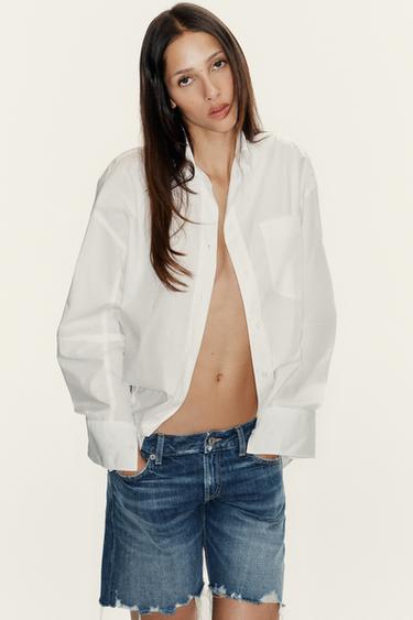 TRF MID-RISE DENIM BERMUDA SHORTS - Navy blue by Zara