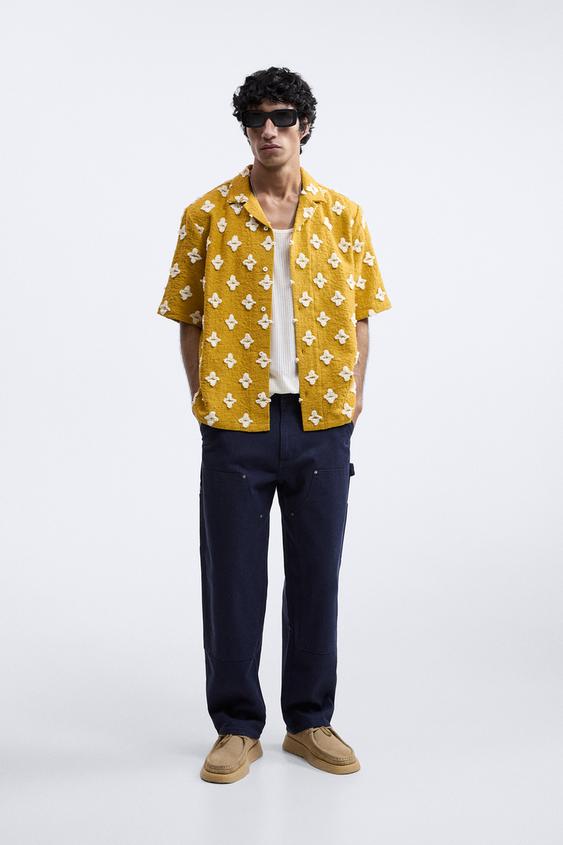 GEOMETRIC JACQUARD SHIRT Mustard ZARA Australia