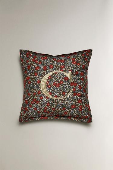 FLORAL LETTER ‘C’ CHRISTMAS CUSHION - Multicoloured by Zara - Image 0