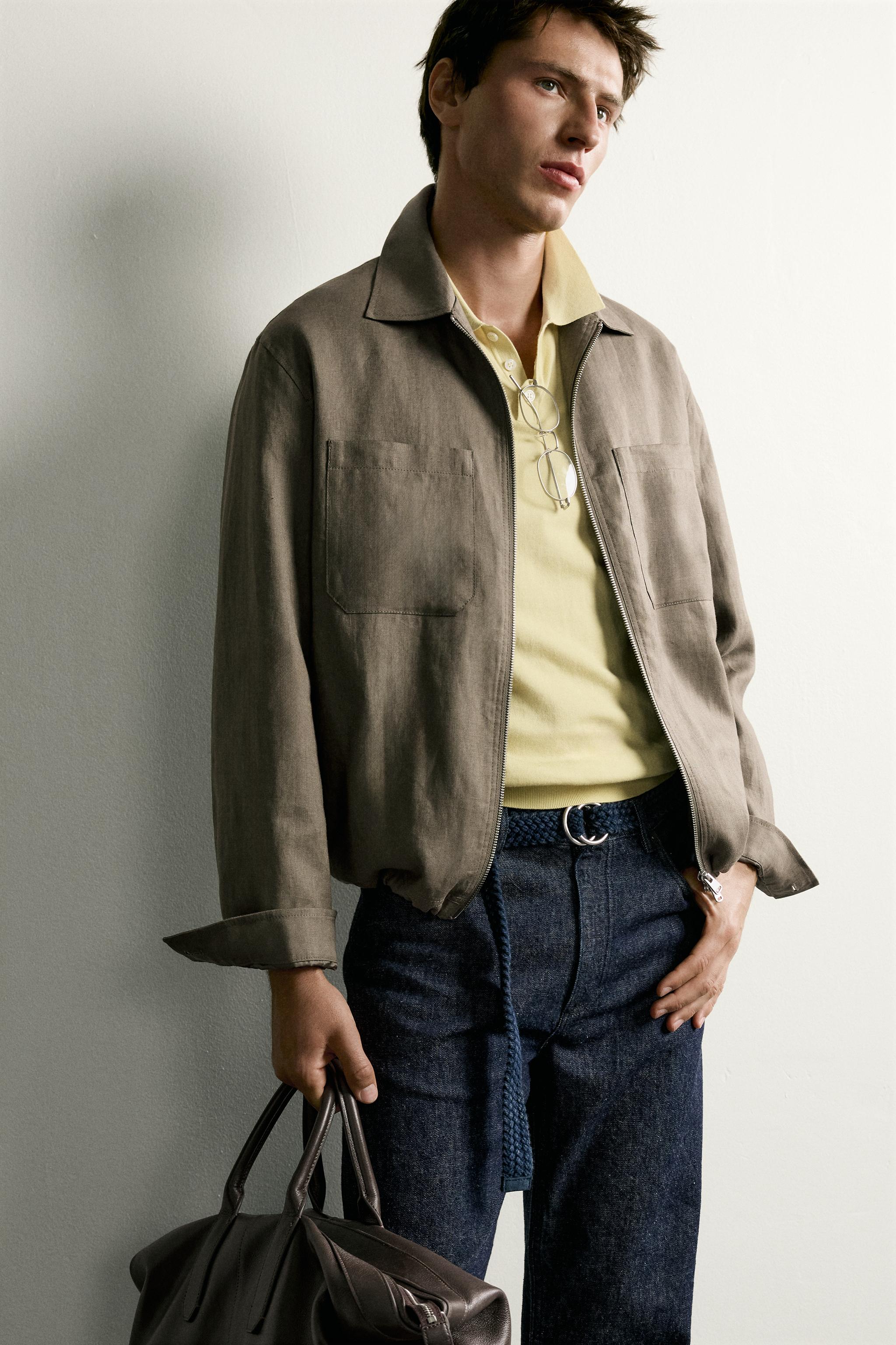 100% LINEN ZIP OVERSHIRT