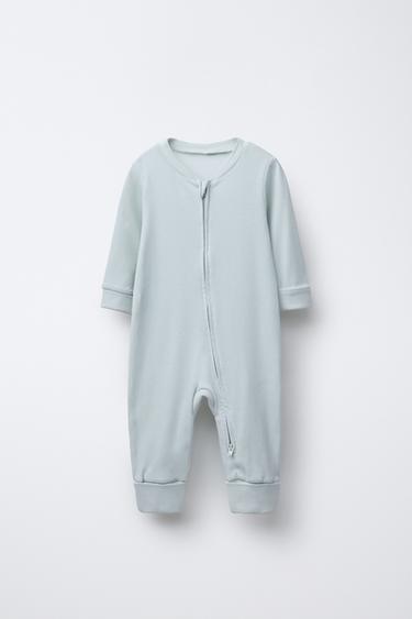 TWO-PACK OF STRIPE PRINT CONVERTIBLE FOOTED SLEEPSUITS - Green / Blue by Zara - Image 2