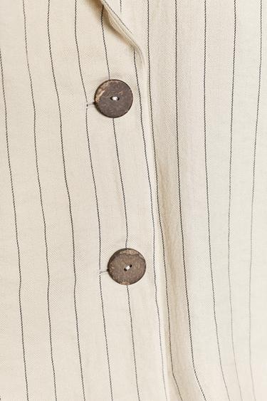 STRIPED DOUBLE-BREASTED BLAZER - Ecru / Black by Zara - Image 6