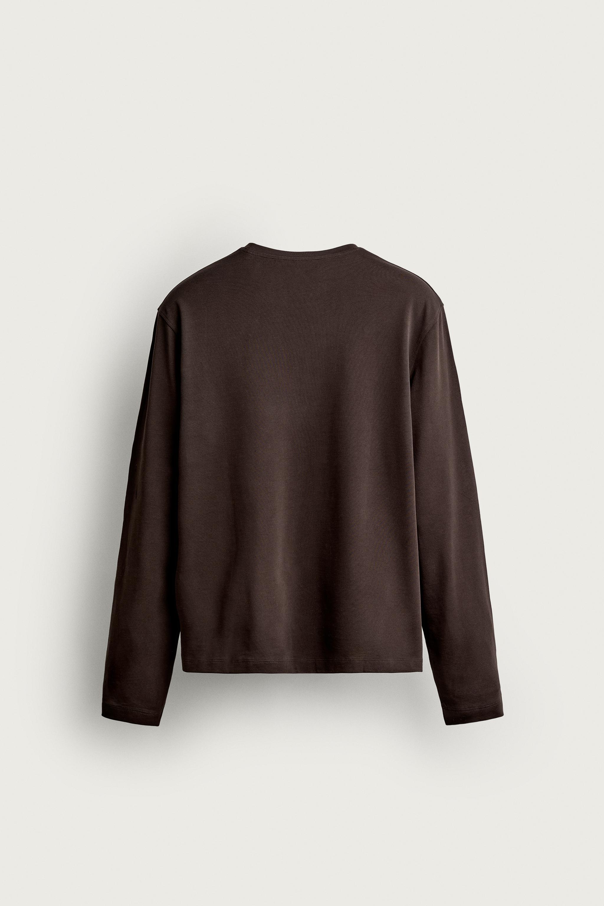Zara REGULAR FIT UZUN KOLLU T-SHIRT görsel 3