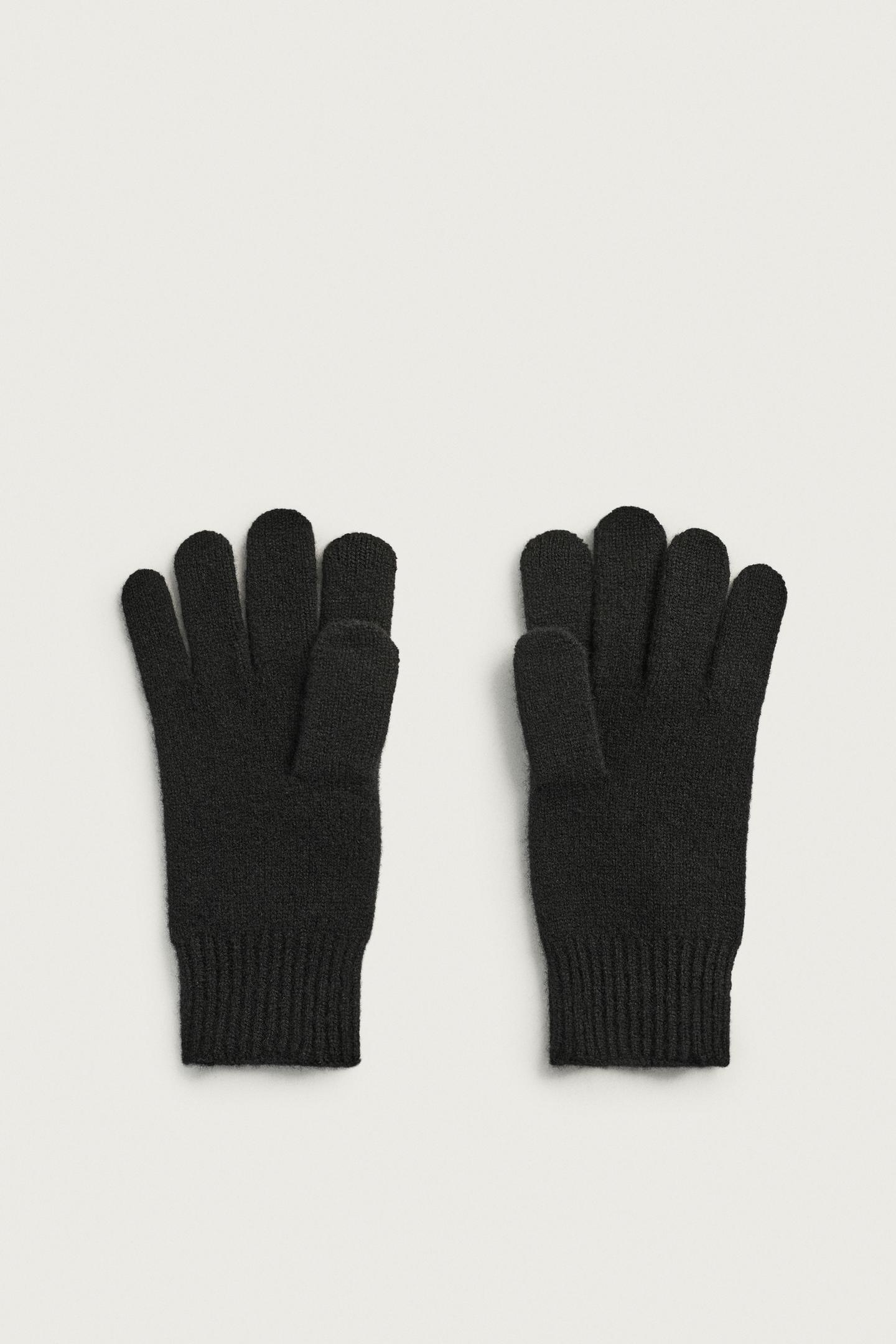 Мужские перчатки Zara 100% Wool Knit Gloves, цвет: Чёрный — фото 3