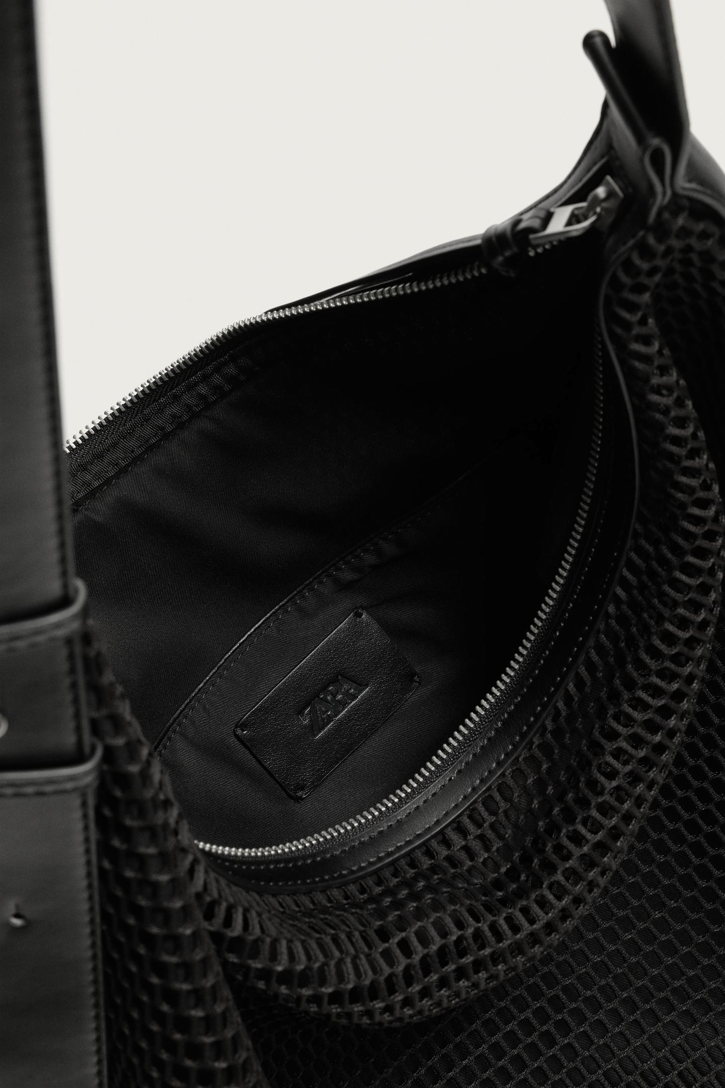 Мужская сумка Zara Mesh Shopper, цвет: Чёрный — фото 4