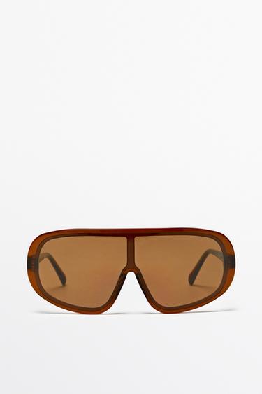 Zara Oversized wrap sunglasses - Caramel - Image 0