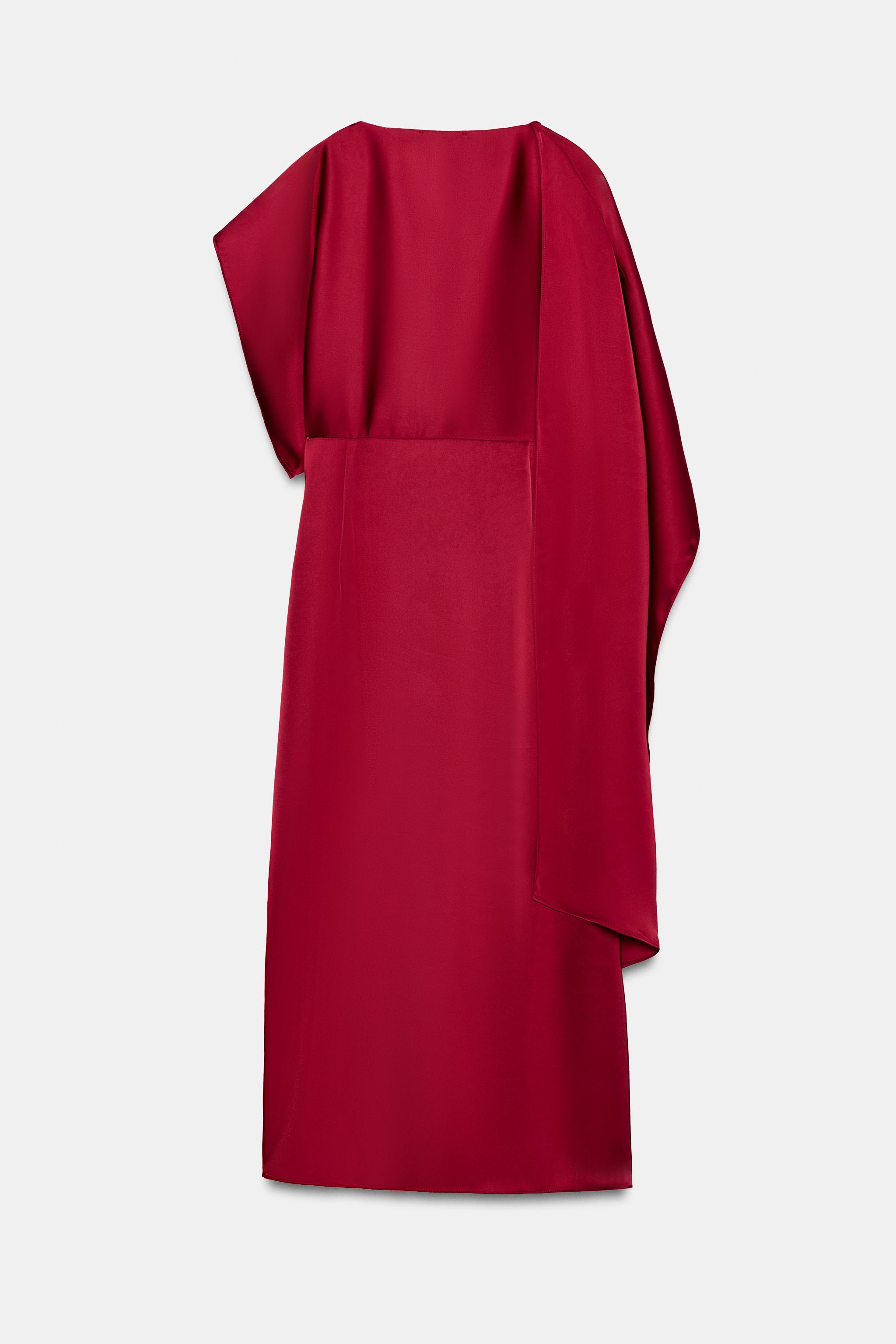 Женские платья Zara SATIN EFFECT CAPE MIDI DRESS — фото 5