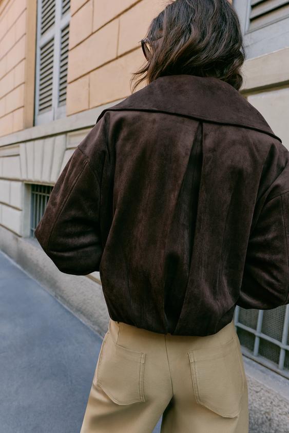 BLOUSON BOMBER COL AMPLE - Marron de Zara - Image 6