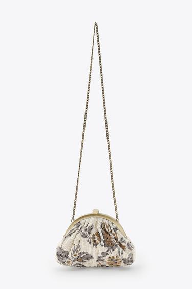 Zara BEADED BAG - Ecru