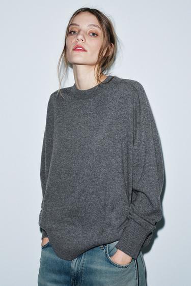ΠΛΕΚΤΗ ΜΠΛΟΥΖΑ 100% ΜΑΛΛΙ OVERSIZE - Γκρι του Zara