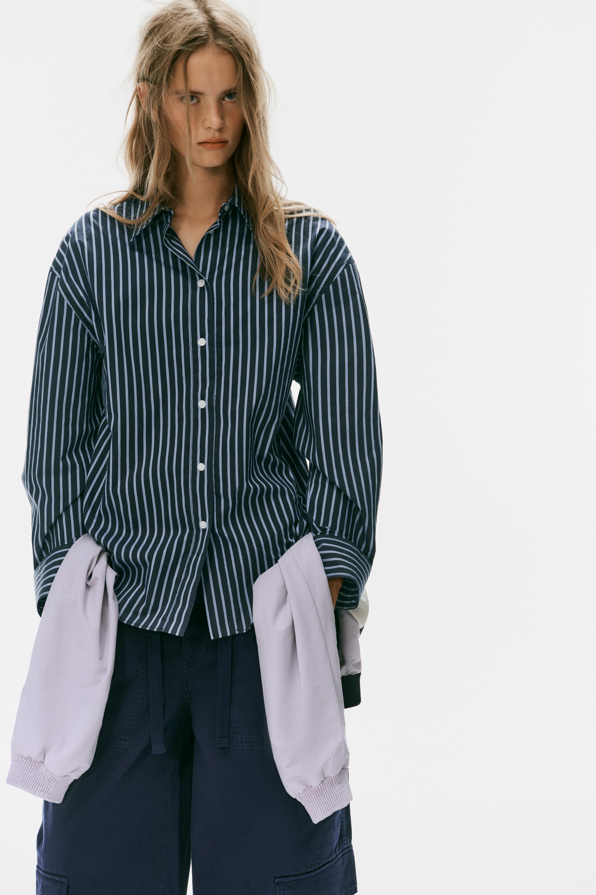 STRIPED OVERSIZE POPLIN SHIRT