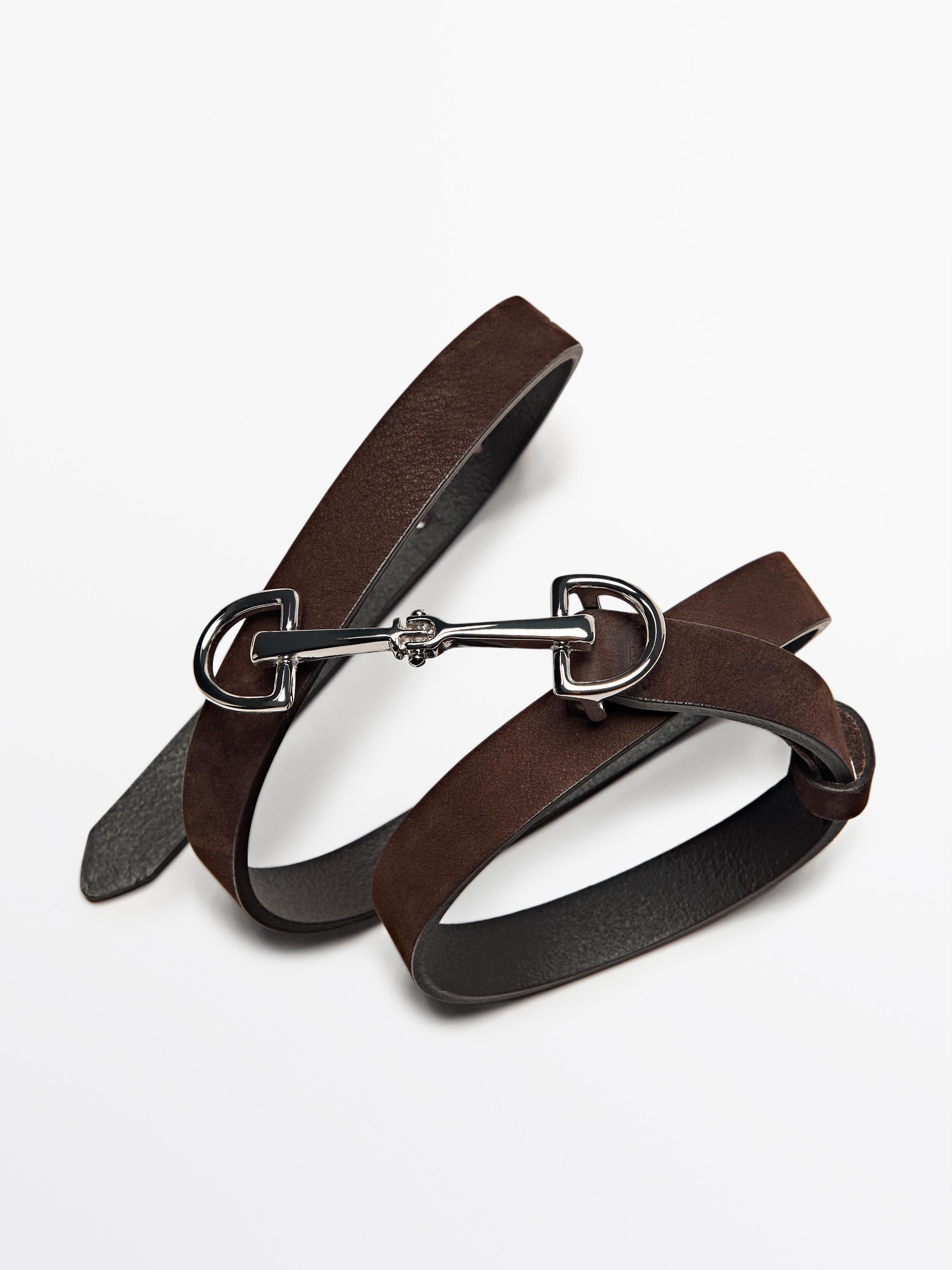Nubuck leather equestrian belt