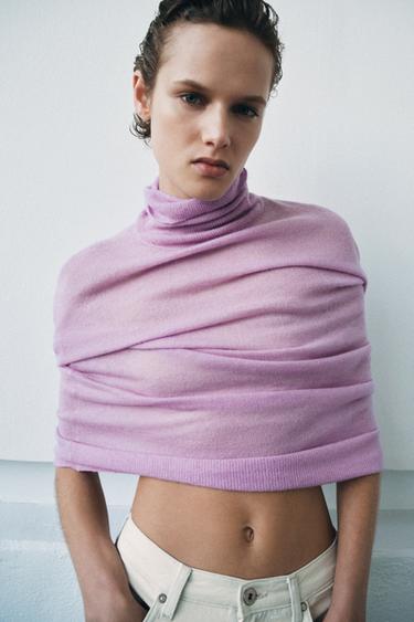 WOOL BLEND HIGH NECK JUMPER - Lilac by Zara