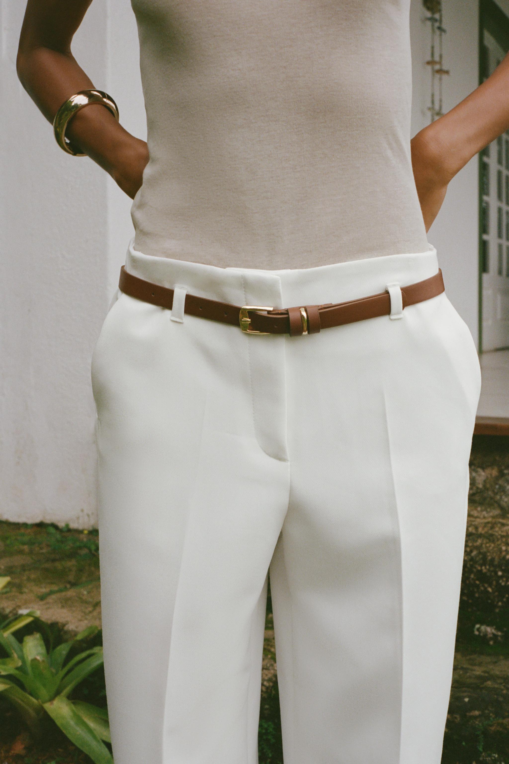 BELTED CUFFED PANTS - Ecru | ZARA United States