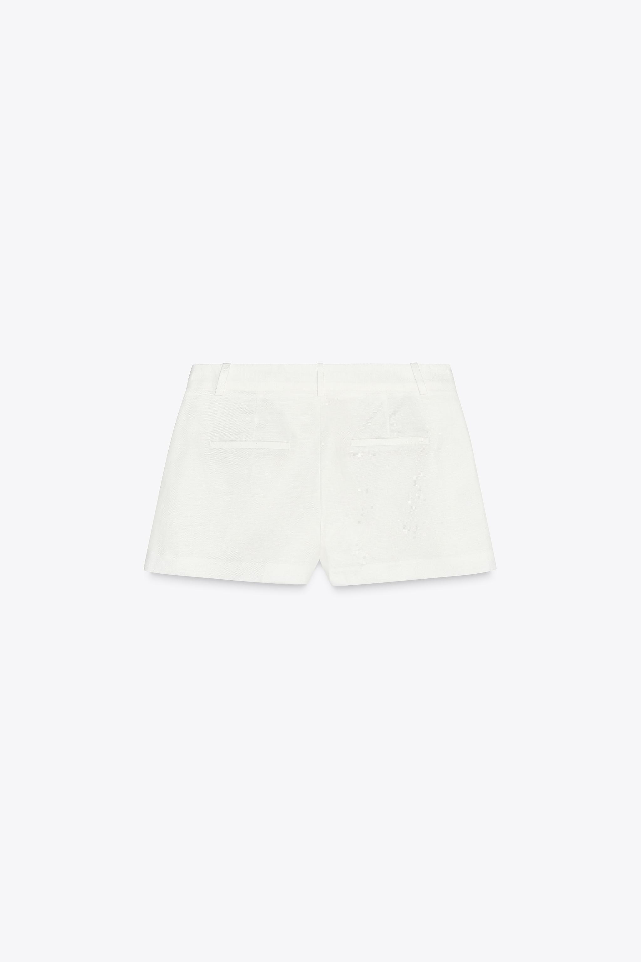 ZARA リネン ミッドライズ バミューダパンツ 2753/629 リネン ミッドライズ バミューダパンツ - ライトブルー | ZARA