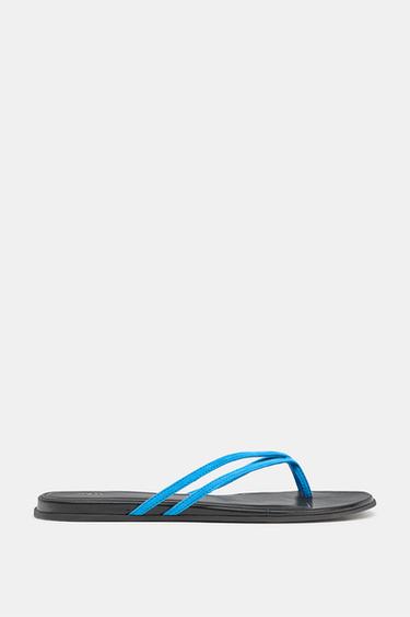 LEATHER STRAPPY SANDALS - Blue by Zara - Image 0