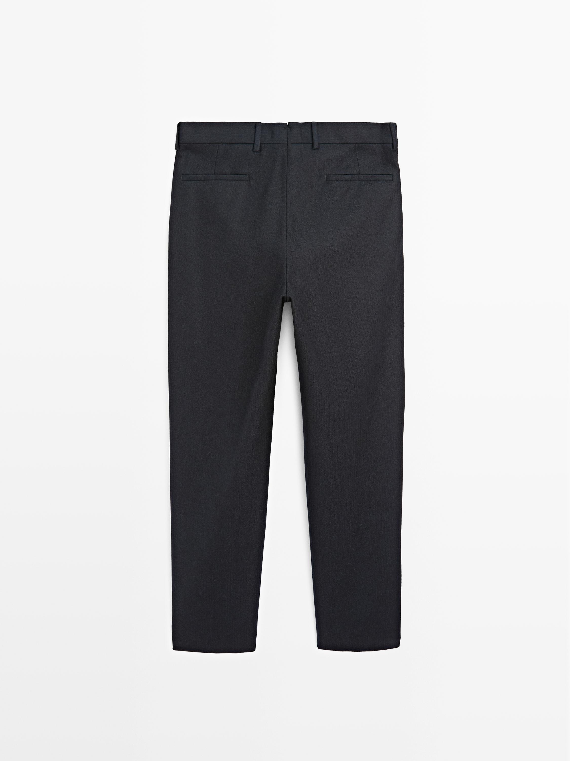 100% wool corduroy-effect flannel trousers