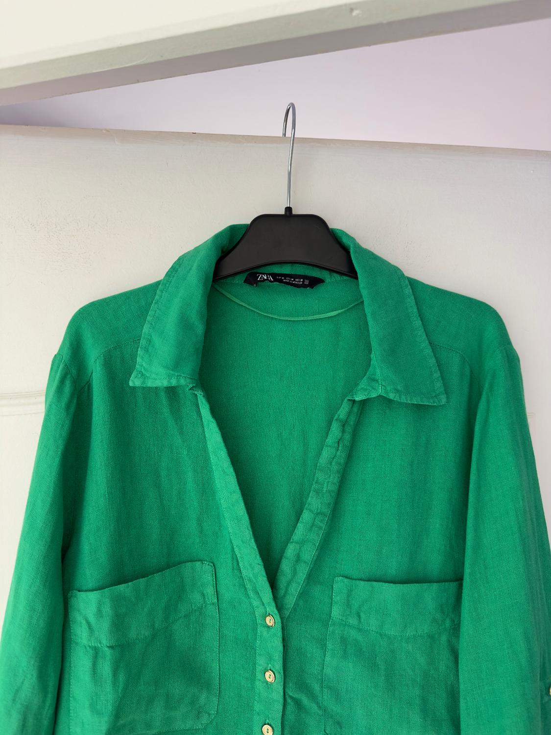 BLOUSE VERTE EN LIN - Image 2