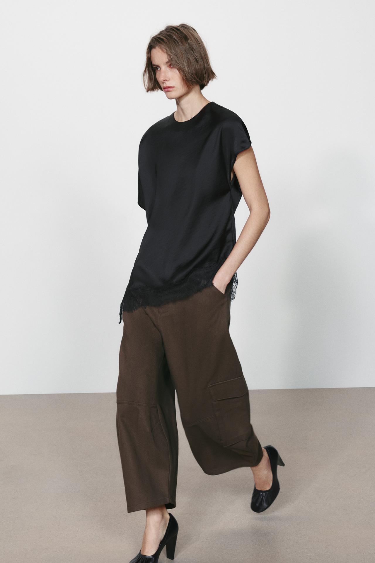 ZW COLLECTION LACE TOP — Black