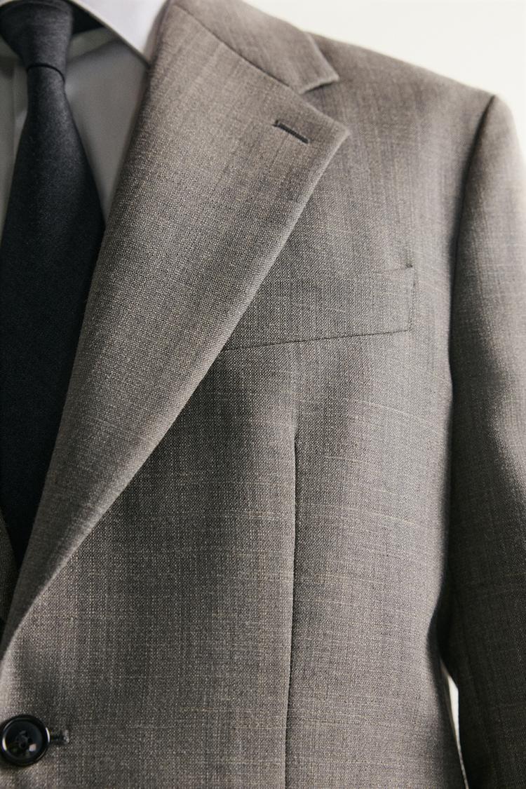 Blazer de traje de corte regular de mezcla de lana 6