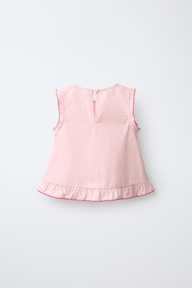 POPLIN TOP - Pink by Zara - Image 1