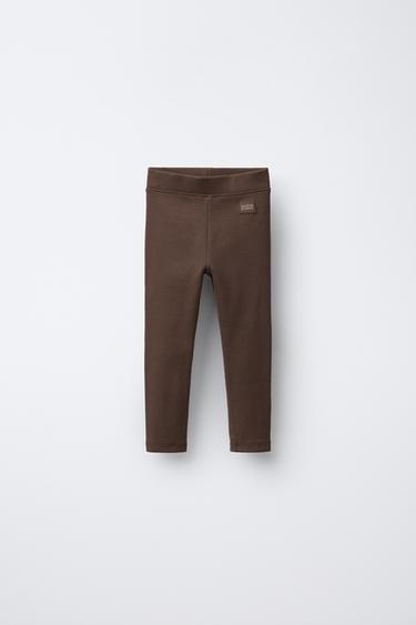GERIPPTE LEGGINGS MIT ETIKETT - Braun von Zara