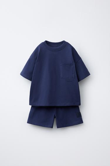 PLAIN JOGGING T-SHIRT AND BERMUDA SHORTS SET - Blue by Zara - Image 0