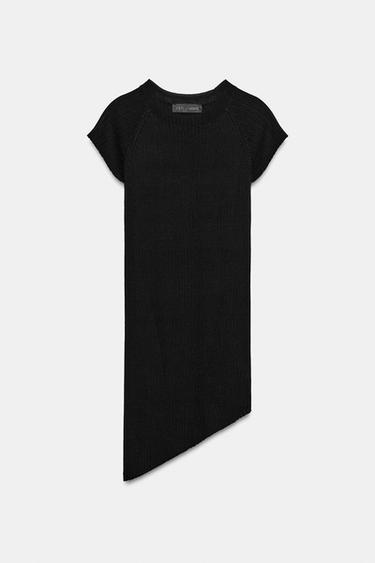 ASYMMETRIC RIB KNIT TOP - Black by Zara - Image 3