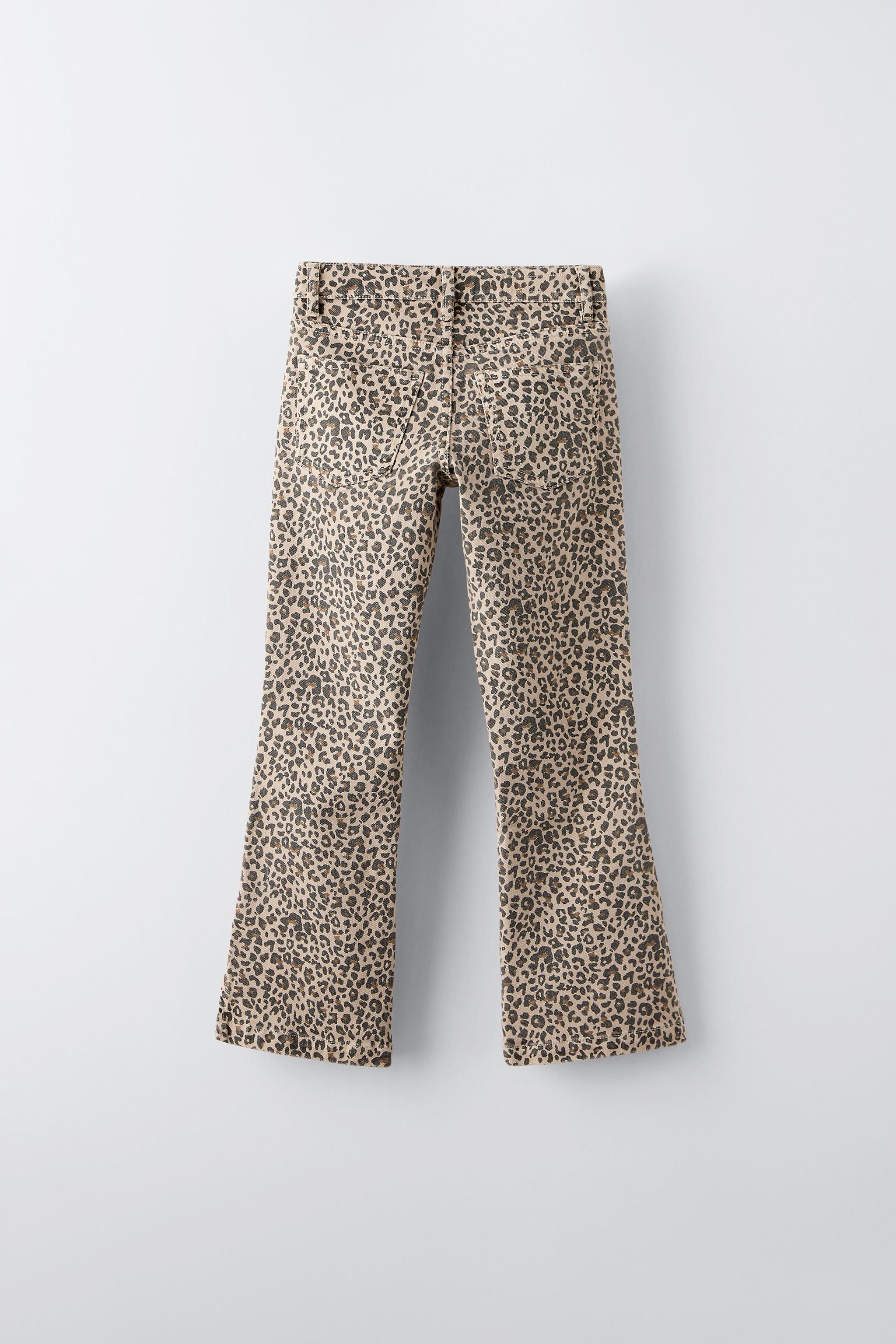 Zara Animal Print Flared Jeans Leopard Kids