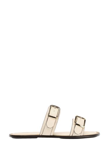 DOUBLE-STRAP FLAT SANDALS - Ecru White by Zara