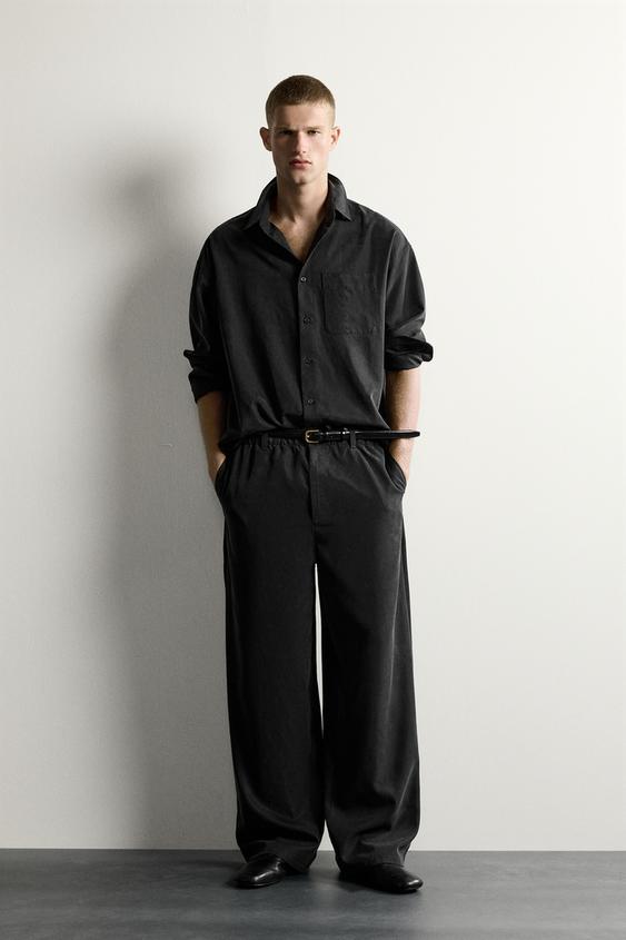 CAMISA FLUIDA RELAX FIT - Gris oscuro de Zara - Imagen 0