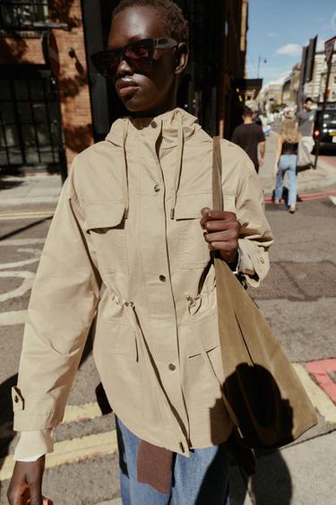 HOODED MULTI-POCKET JACKET - camel by Zara - Image 3