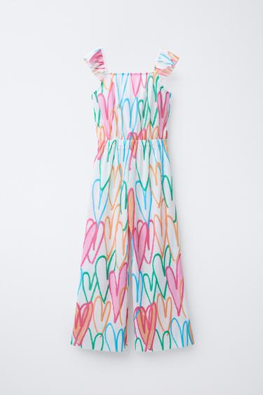 PRINTED PLEATED JUMPSUIT - Orange by Zara - Image 0