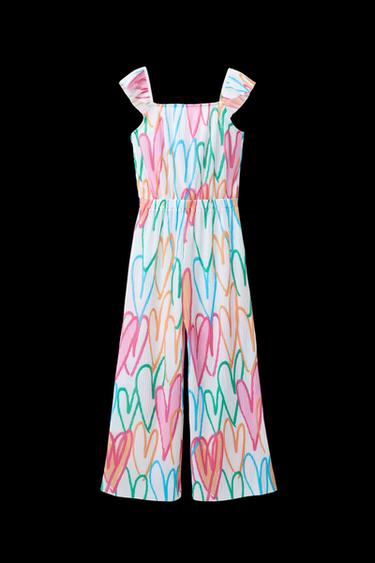 Zara PLEATED PRINTED JUMPSUIT - Orange - Image 0