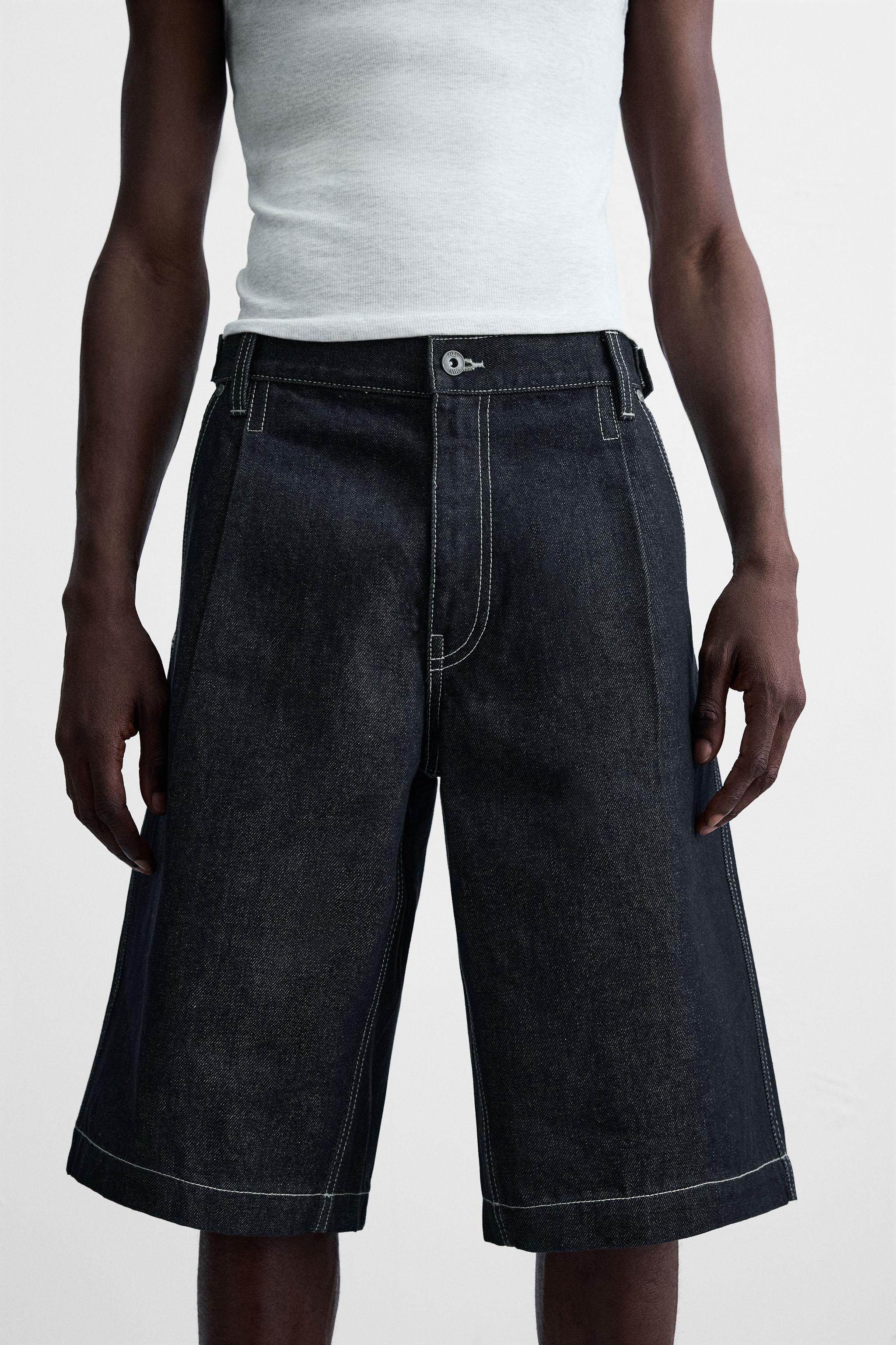 デニム・ジーパン LOW CLASSIC : 25SS / BELTED DENIM BERMUDA PANTS (2COLORS) Low Classic Belted Denim Bermuda Pants In Blue | ModeSens