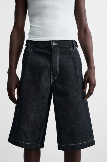 BELTED BAGGY FIT DENIM BERMUDA SHORTS - Blue by Zara - Image 4