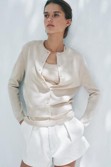 SUÉTER PUNTO LISO CON LANA - Beige de Zara