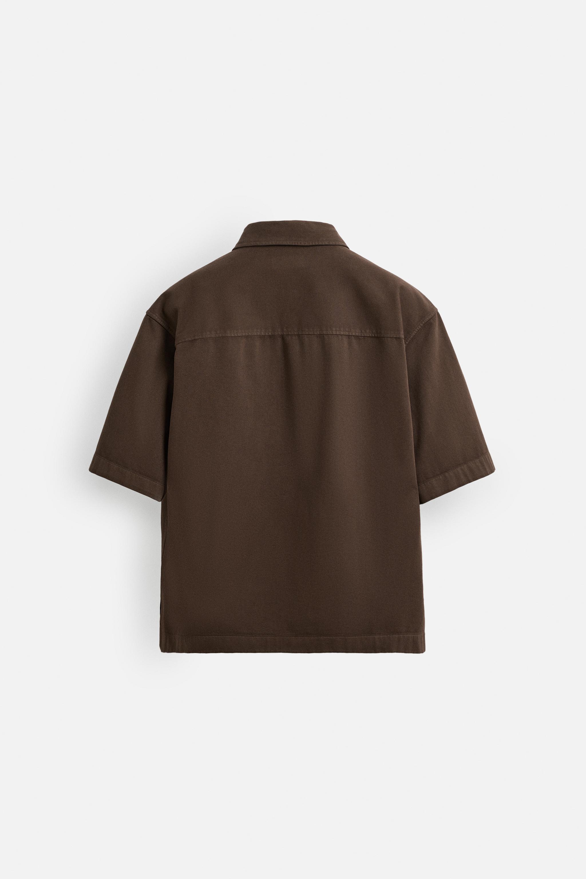 ★ドイツ発*ZARA*新作*刺繍半袖オーバーシャツ/BROWN★ ☆ドイツ発*ZARA*新作*刺繍半袖オーバーシャツ/BROWN☆